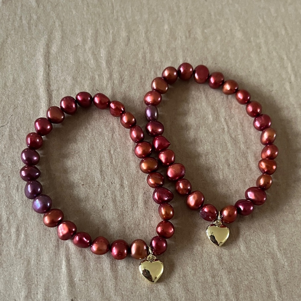 Freshwater Pearl Stretch Bracelets Hypoallergenic Heart